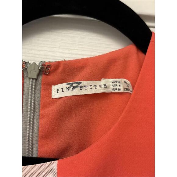 Pink Stitch Size 6 Knee Length Sleeveless Dress. Multi-color. Mod Dress Fun - Picture 5 of 7